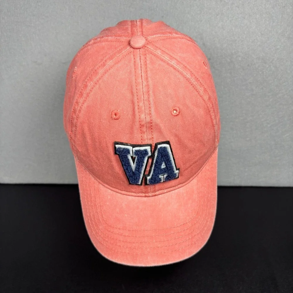 VA Virginia Hat Cap Washed Orange/ Pink Strapback Baseball Cap Unisex Adult OSFM